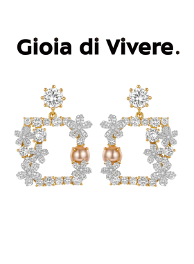 GdV花影系列方形水晶花卉耳环花朵百搭耳钉女款耳饰新年礼物