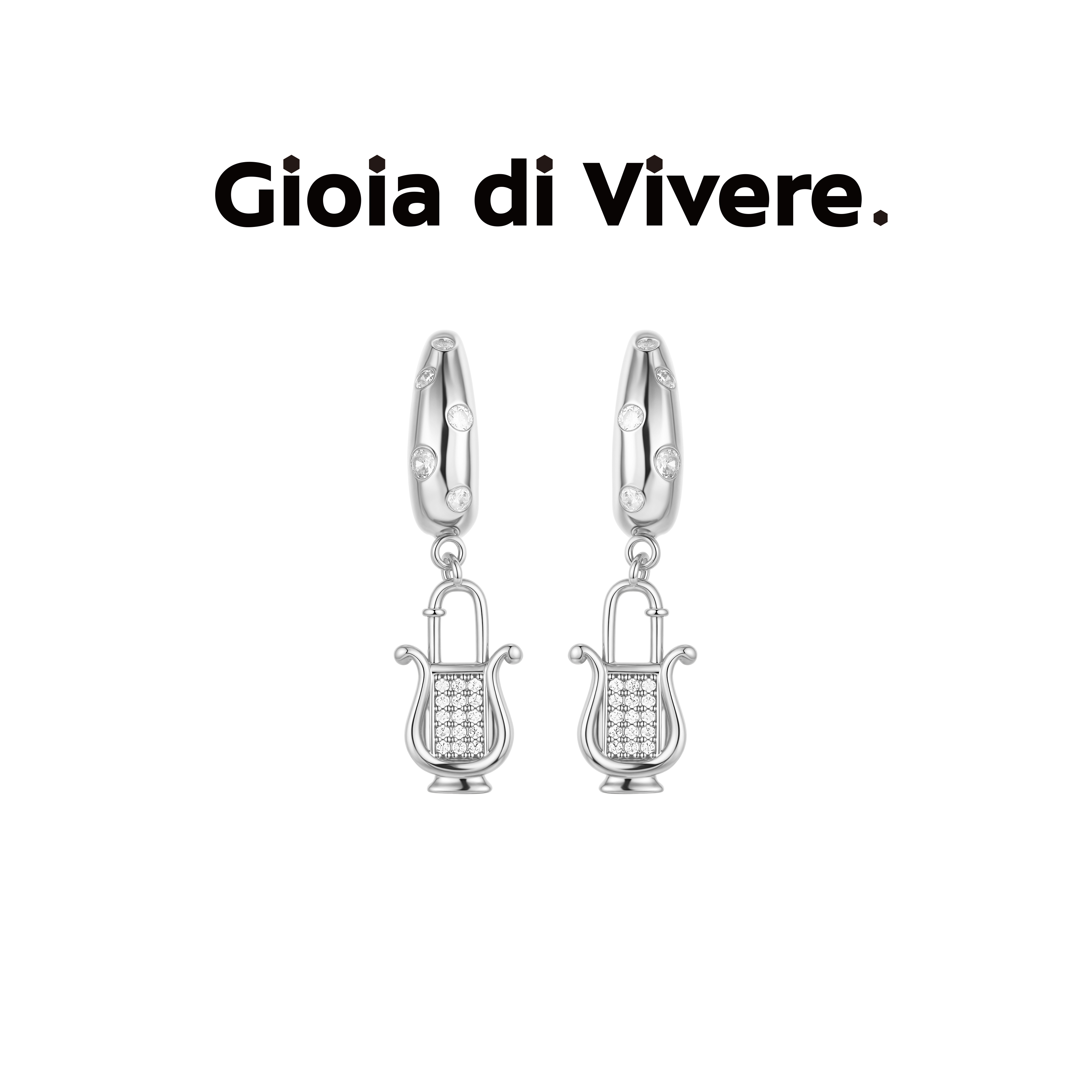 GdV有趣系列水晶里拉琴耳钉少女风可爱时尚耳饰七夕送女友礼物