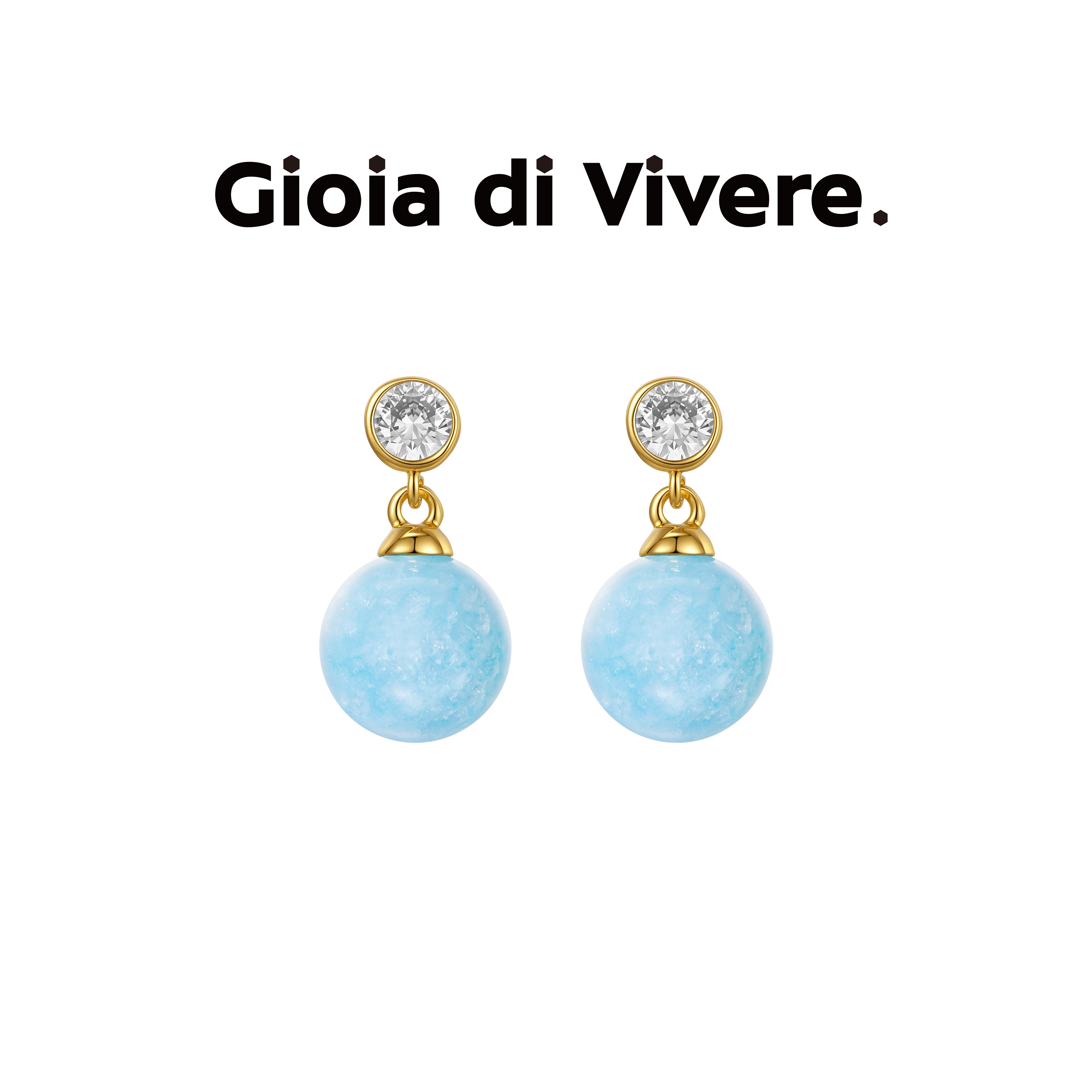 GdV度假系列水晶珍珠蓝石耳钉基础通勤日常佩戴耳饰送女友礼物