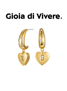 GdV有趣系列爱心水晶锁眼耳钉可爱时尚轻奢百搭耳饰新年礼物