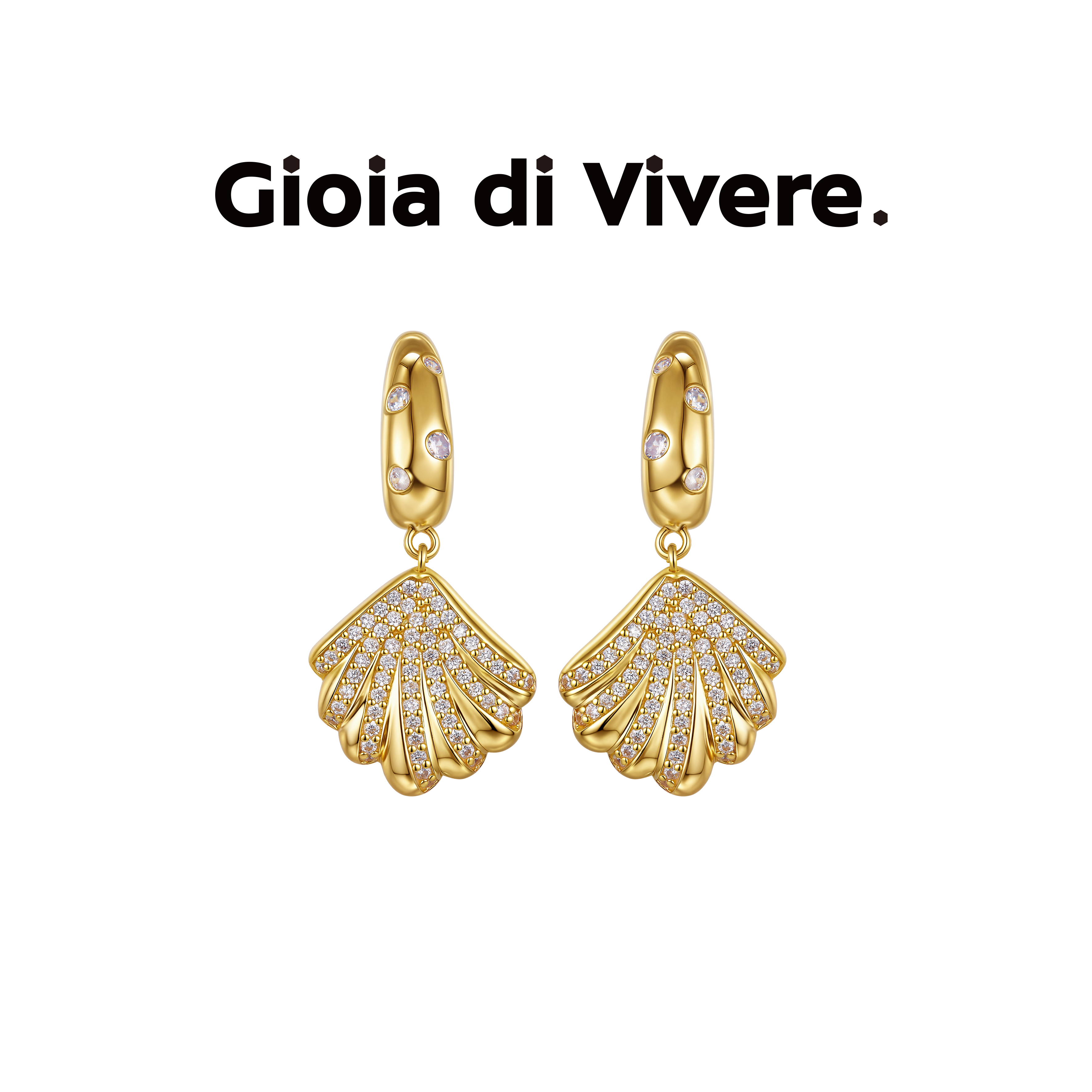 GdV有趣系列水晶贝壳耳钉旅行轻奢时尚可爱耳饰七夕礼物送女友