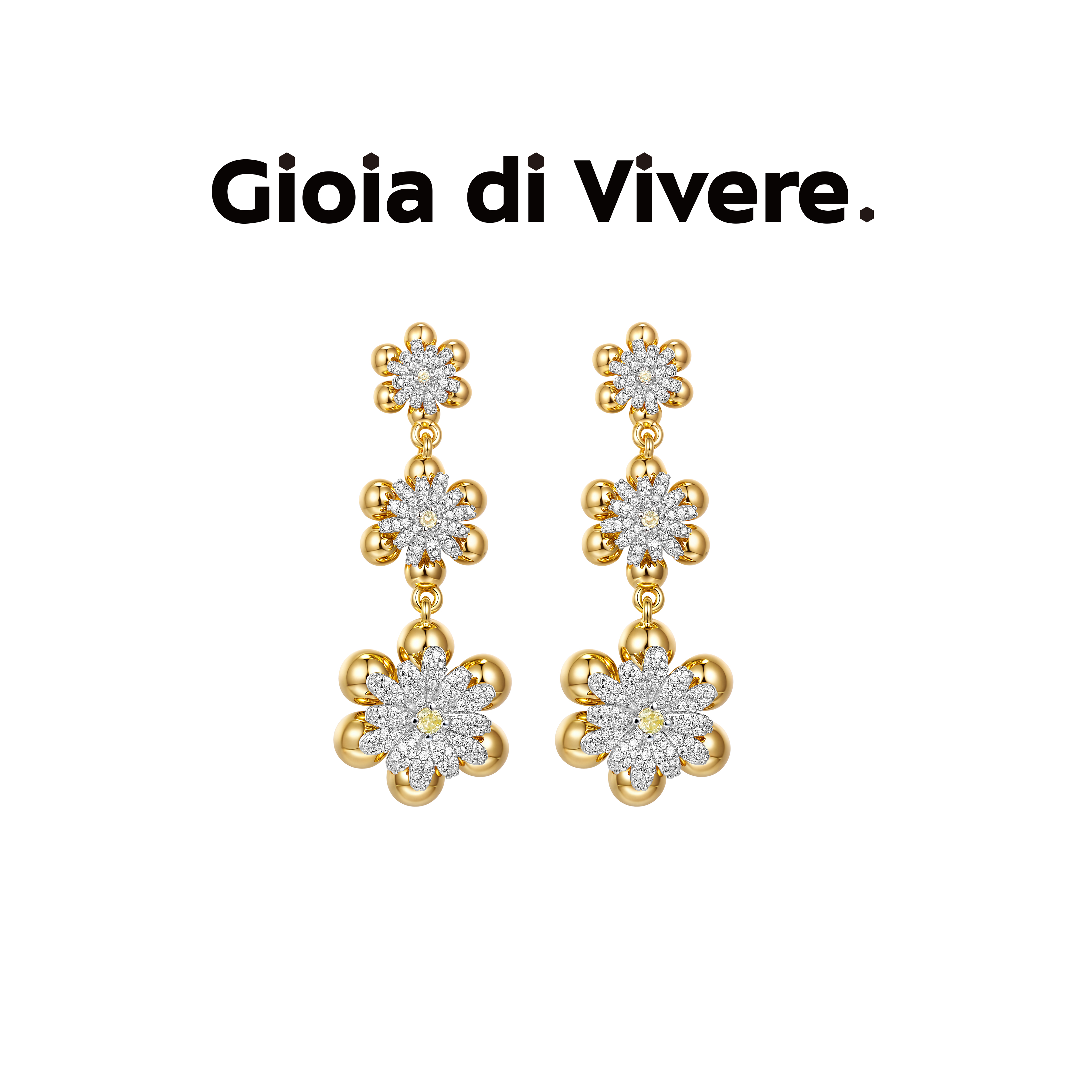 【陈数同款】GdV雏菊系列三连金珠水晶耳坠雏菊耳饰送女友礼物