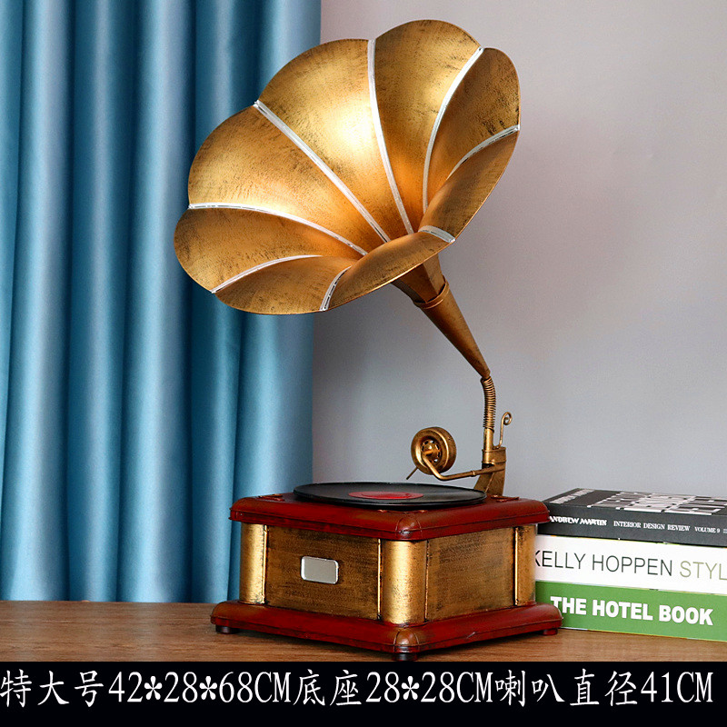 复古风留声机摆件民国上海古董唱片机老式L怀旧道具店铺装饰小物