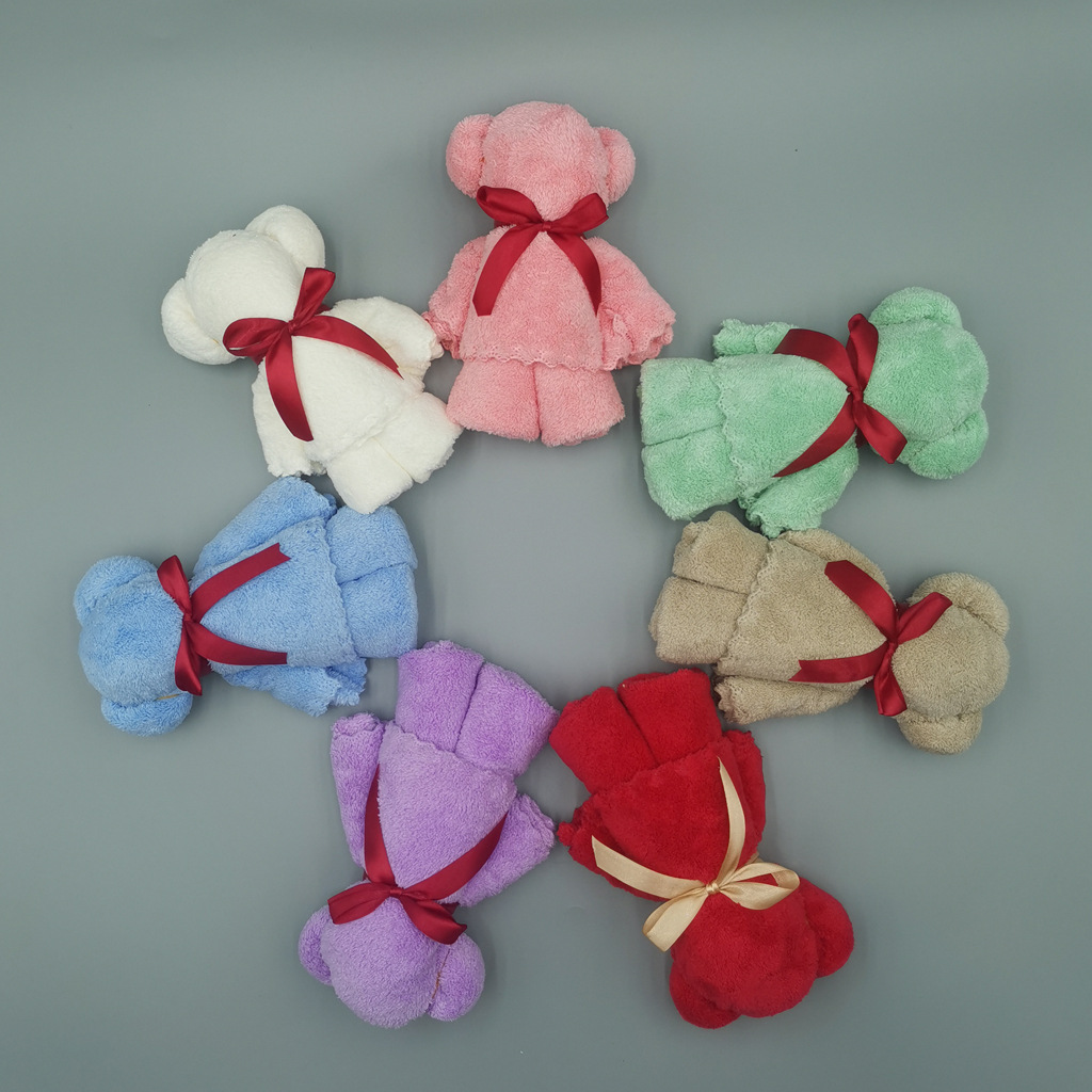 小熊毛巾大号珊瑚绒3575伴手礼LOGO刺绣印字开业活动回礼礼品毛巾