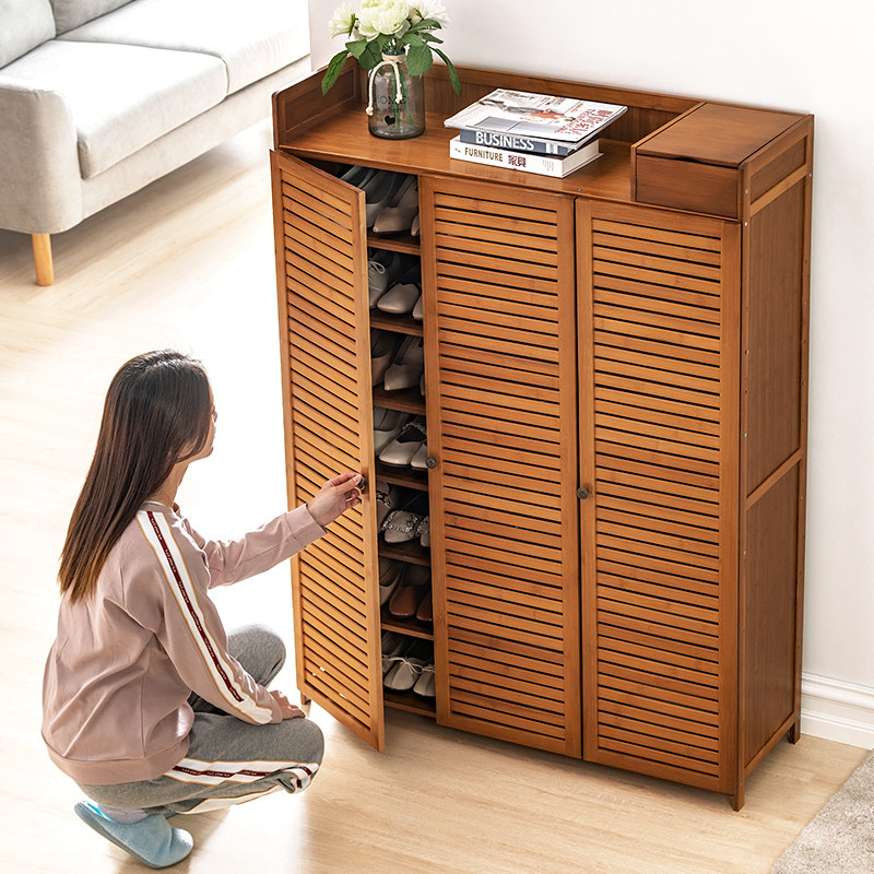 鞋架家用门口鞋柜收纳全楠竹宿舍简易多层大容量置物阳台室内儿童