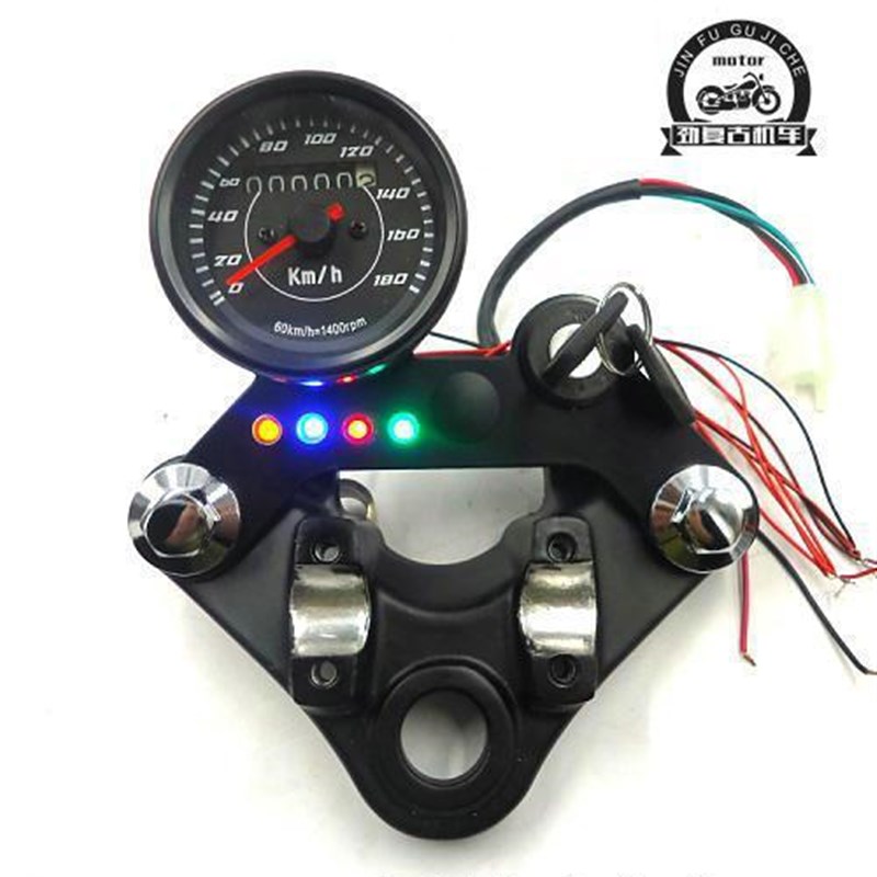 CG125里程表嘉陵70码表复古改装里程表LED显示带转向远光空档