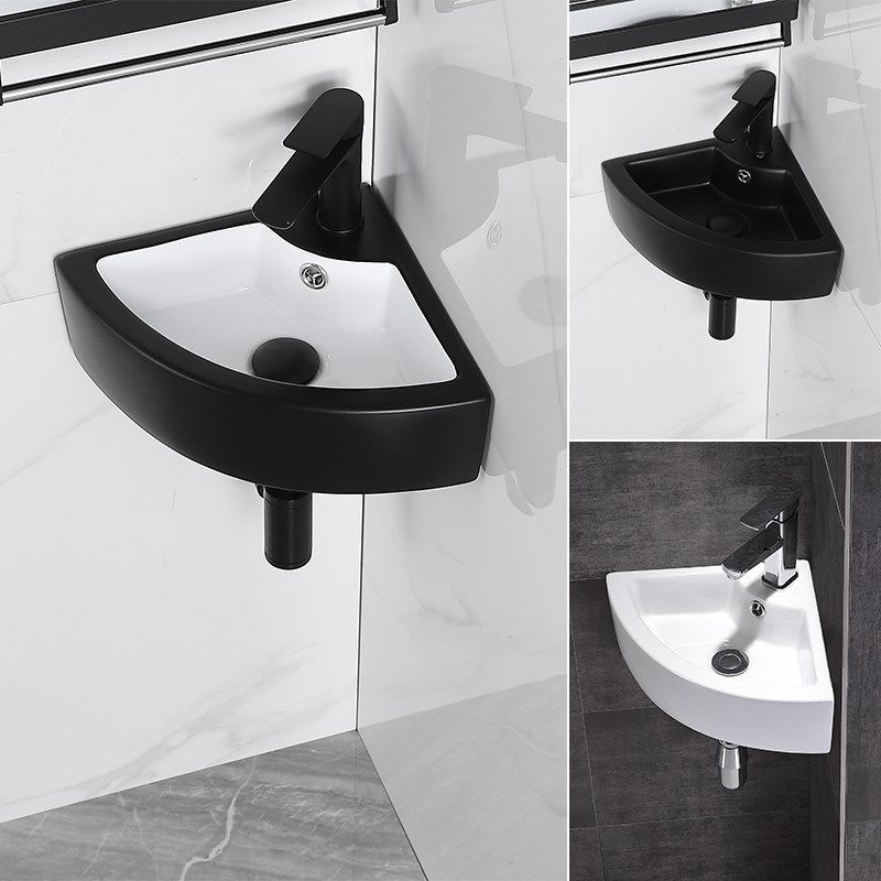 挂墙式洗手盆直角拐角三角小户型转角墙角L迷你陶瓷黑色洗洗漱脸