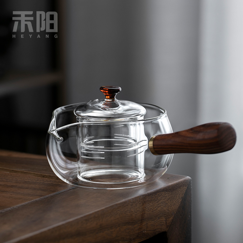 禾阳 小青柑玻璃m泡茶壶普洱泡茶茶水分离花茶壶家用侧把煮茶器