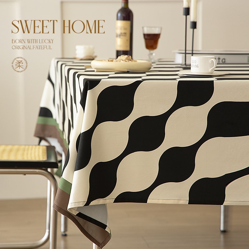 桌布防水防油家用茶几布轻奢v高级感茶台圆桌布布艺茶几布简约现