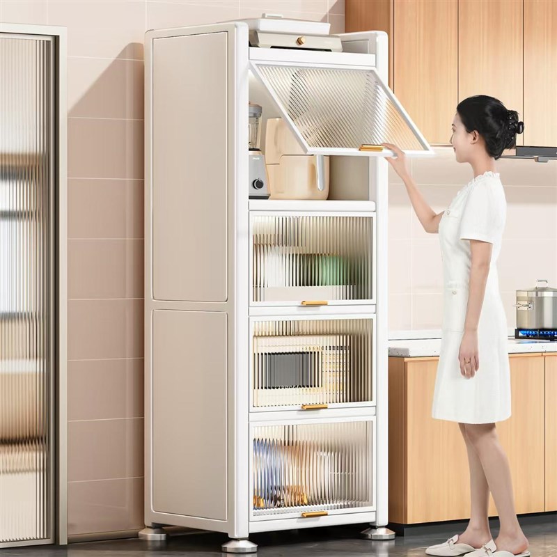 厨房夹缝置物架落地多层锅具收纳柜微G波炉多功能橱柜窄缝储物柜