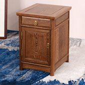 红木家具鸡翅木床头柜卧室家用中式 实木床边柜小型原木全实木复古