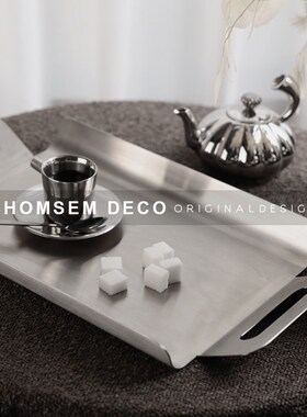 简约现代创意不锈钢n果盘摆件餐厅餐桌茶几软装饰金属收纳托盘摆