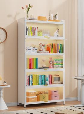 钢制书柜家用多层落地带门防尘卧室客厅收纳展示柜大容量铁艺书架