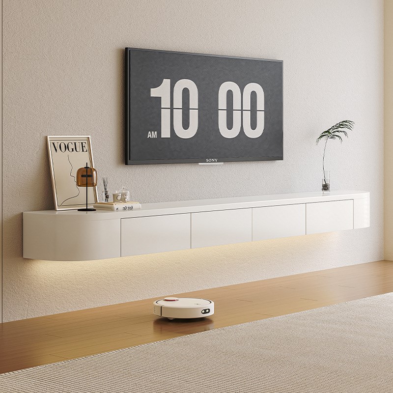 实木悬空电视柜简约现代悬挂式客厅家用小户型悬浮岩板茶几电视柜