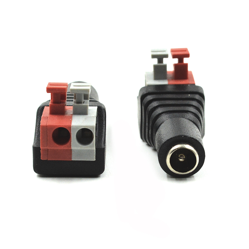 包邮 新款按压式监控DC电源接头 免焊5.5*2.1mm插头安防配件器材
