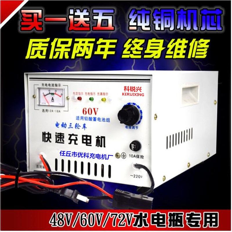 水电瓶蓄电池组48v60v72v纯铜大功率快速充电器电动三轮车充电机