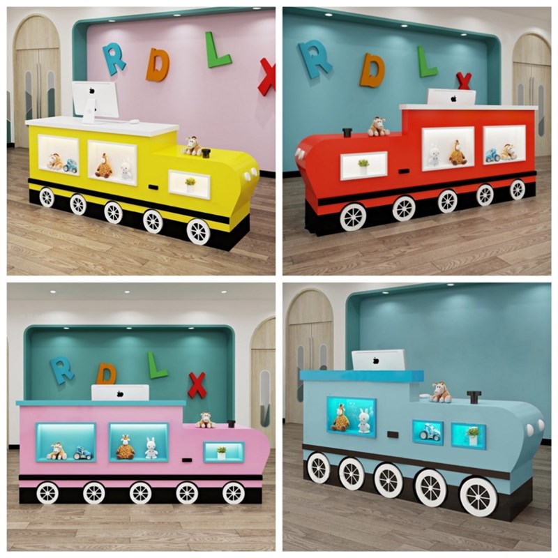 教育机构前台早教中心接待台学校儿童乐园卡通吧台桌游乐场收银台
