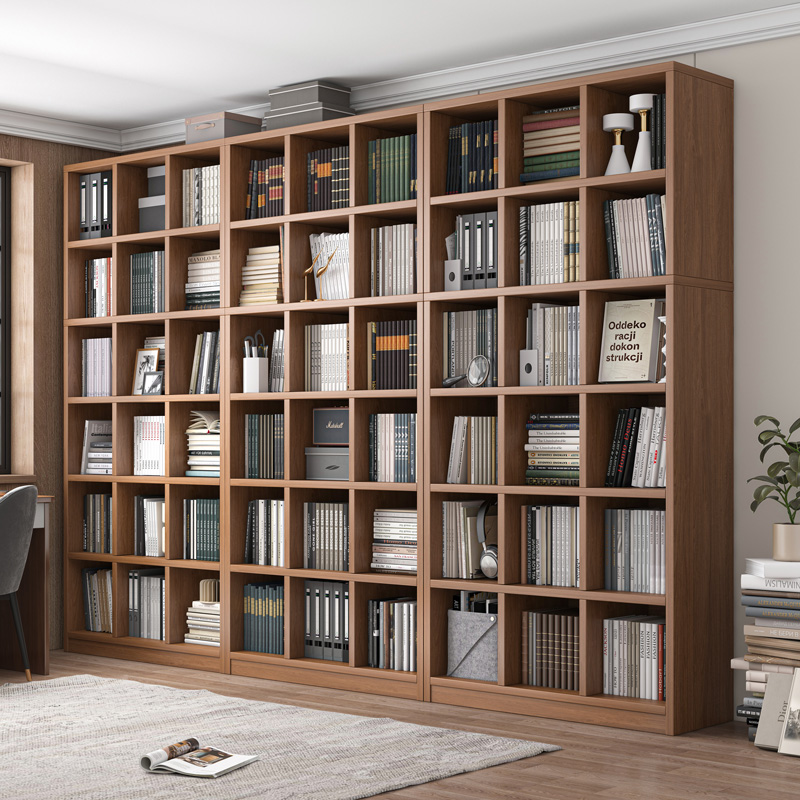 书架落地置物架家用书柜一体靠墙展示柜书房客厅柜子储物柜整墙式