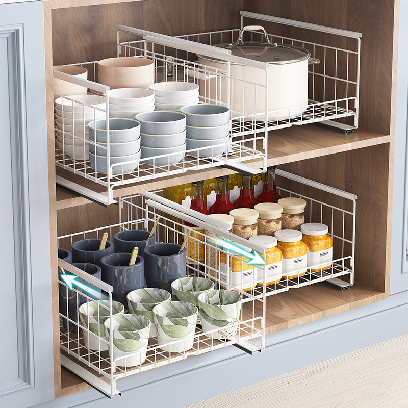 厨房拉篮橱柜下水槽碗盘分层收纳筐调味双层抽屉式碗架改造置物架,橡塑材料及制品,橡胶管,淘宝优惠券,粉丝福利购,淘宝优惠卷