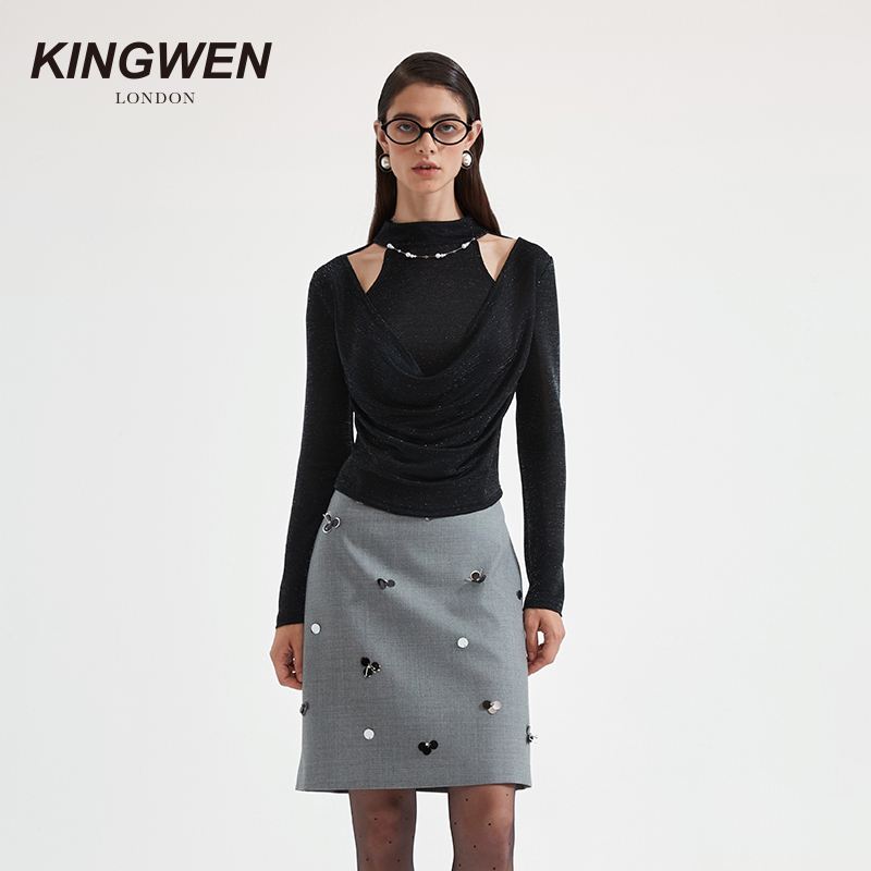 KINGWEN秋季荡领长袖上衣