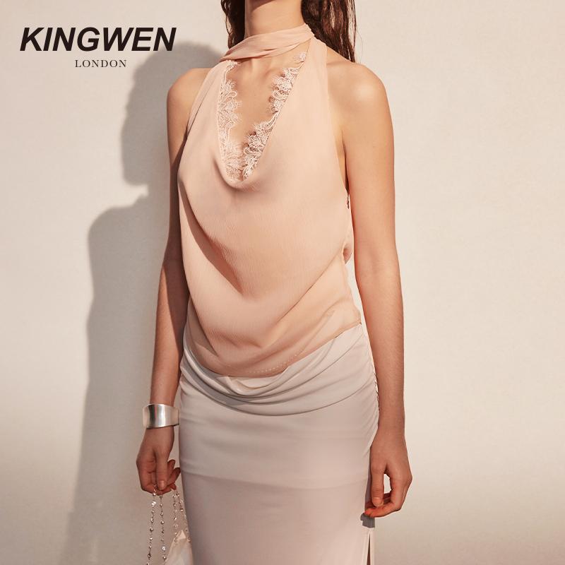 度假风挂脖吊带露背无袖背心上衣