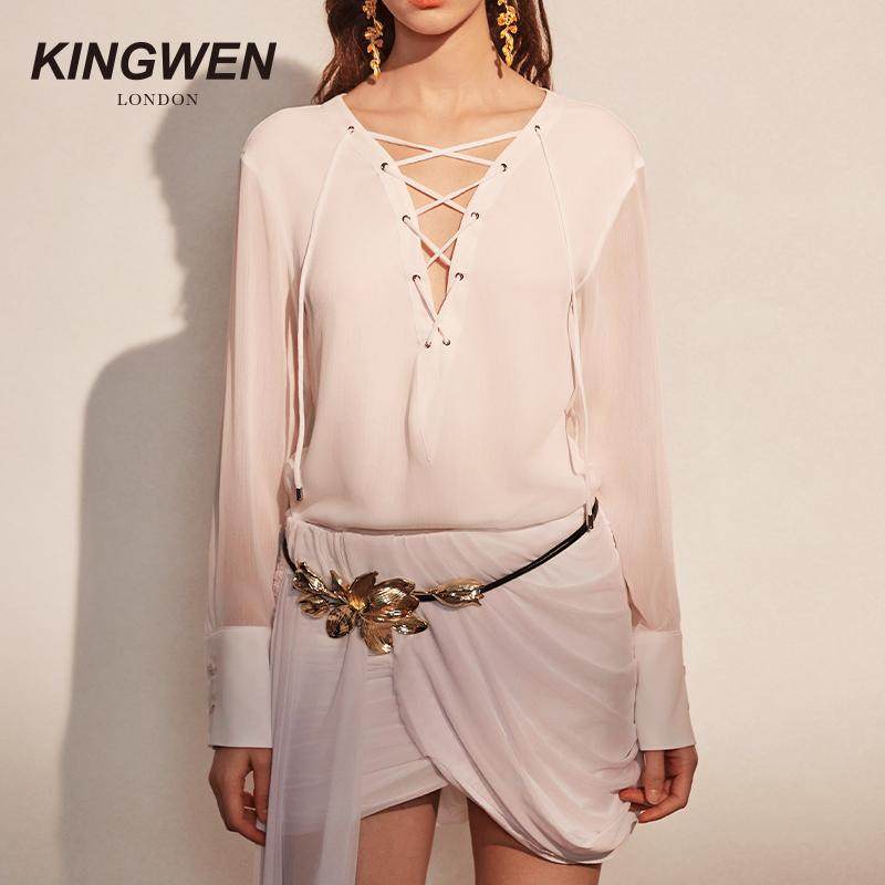 KINGWEN25春秋V领上衣气质套装