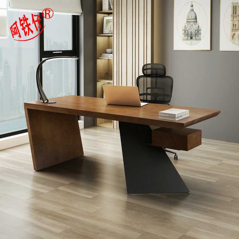 美式乡村实木铁艺餐桌loft办公室个性书桌咖啡店餐厅创意桌椅组合