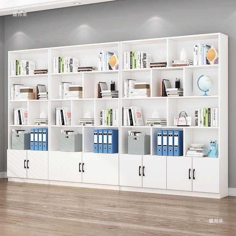 书架学生简易落地文体柜客厅儿童收纳架现代家用卧室带门实木书柜