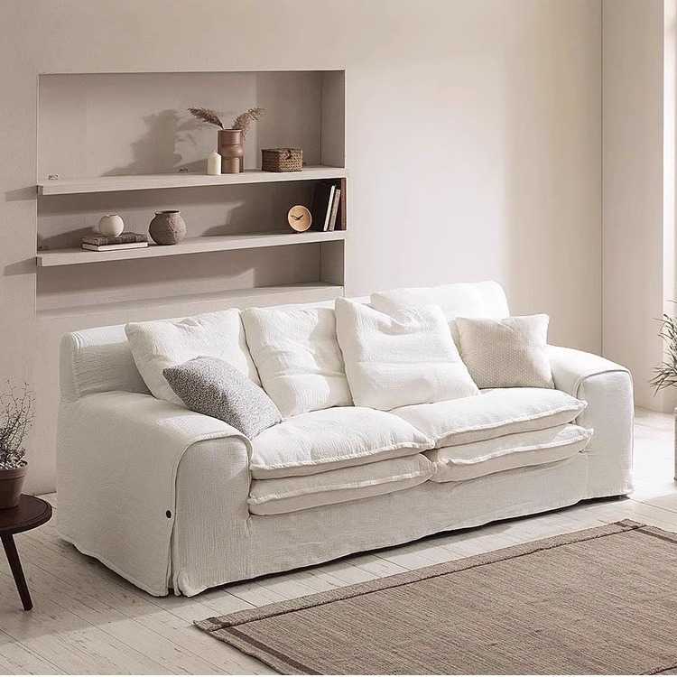 Cloud云沙发客厅2024新款现代简约直排奶油侘寂风亚棉麻布艺沙发