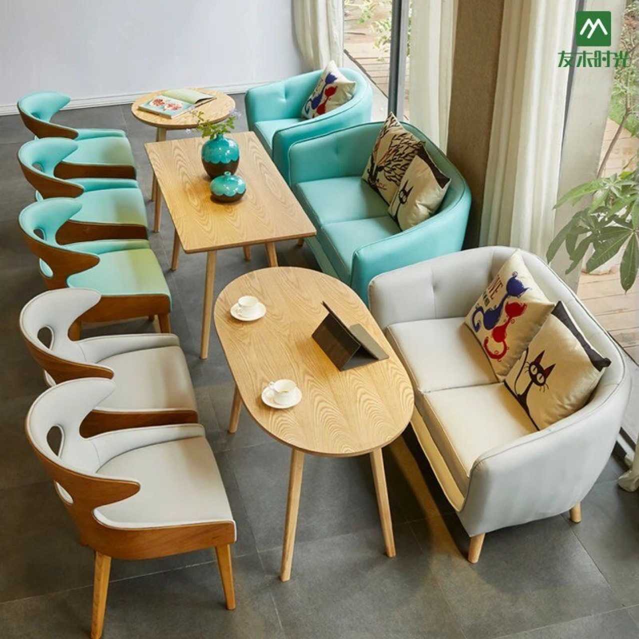 日式咖啡厅沙发桌椅小清新休闲小吃店咖啡店沙发奶茶店甜品店沙发