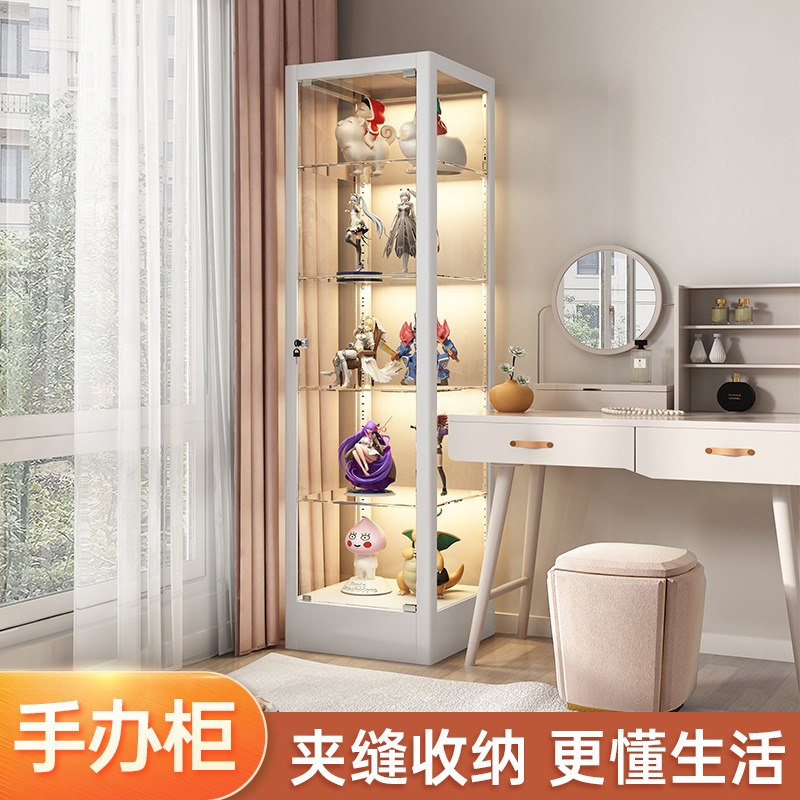 手办展示柜夹缝盲盒透明玻璃柜乐高陈列柜奖品模型展示架玩具柜子