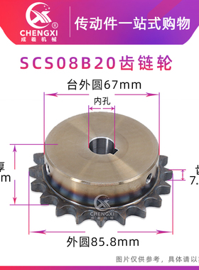 SCS高品质成型孔链轮4分20齿 08B20T外径85.8 精车内孔键槽顶丝