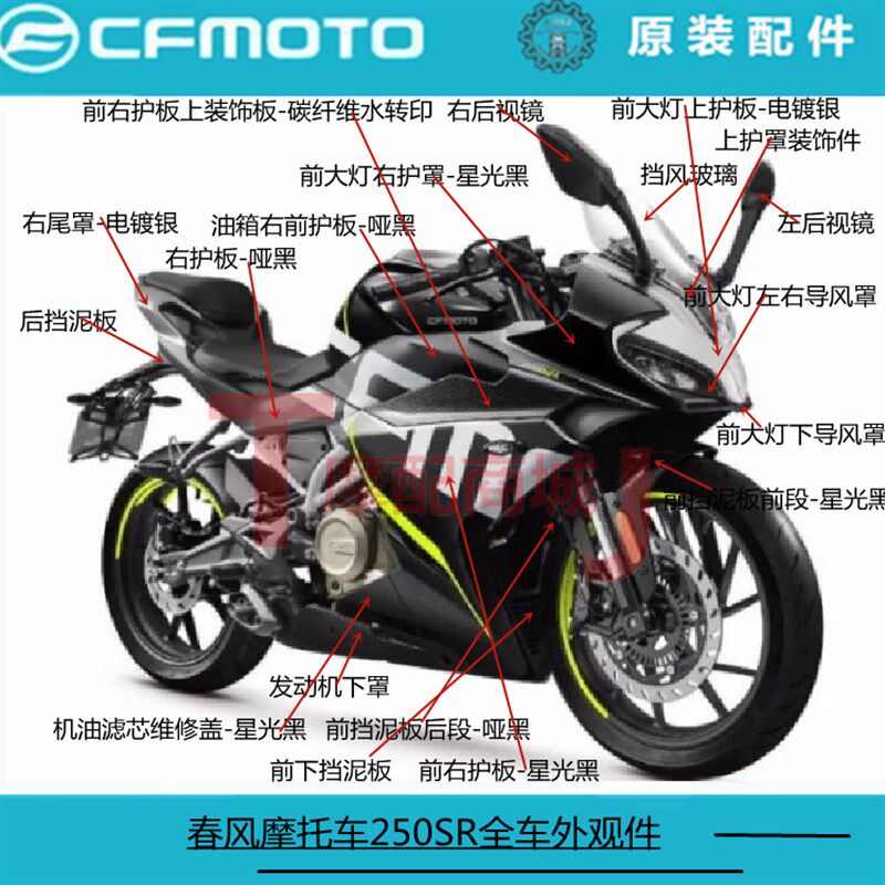 春风摩托车250SR全车外壳CF250-6A大板挡风油箱装饰罩挡泥板尾罩