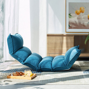 林氏木业简约现代懒人沙发榻榻米阳台北欧折叠单人靠背椅子LS017