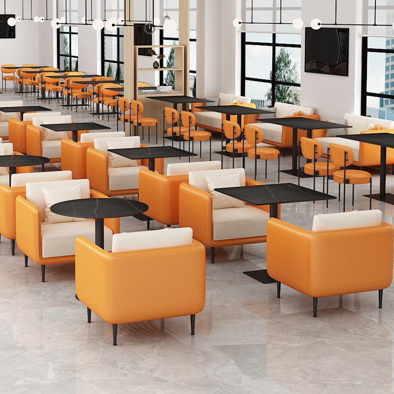 奶茶休闲吧酒店大堂洽谈桌餐桌卡座休闲沙发餐桌椅子单人沙发组合