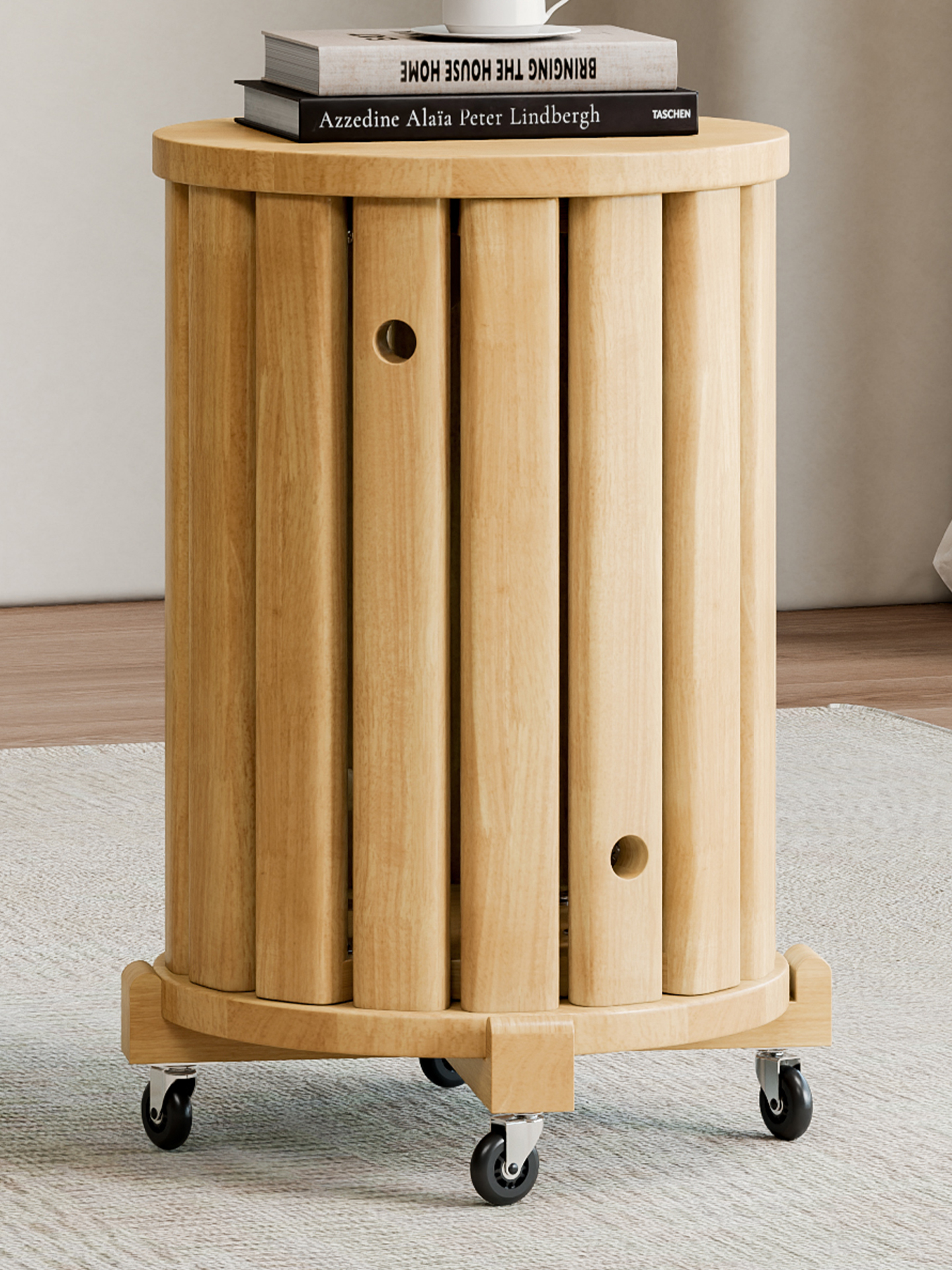 实木凳子可叠放家用叠叠乐带滑轮收纳堆叠凳客人备用凳新中式圆凳