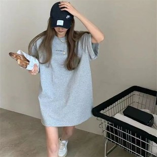 200斤高个子洋气宽 下装 消失欧货大版 中长款 t恤女x遮屁股宽松大码