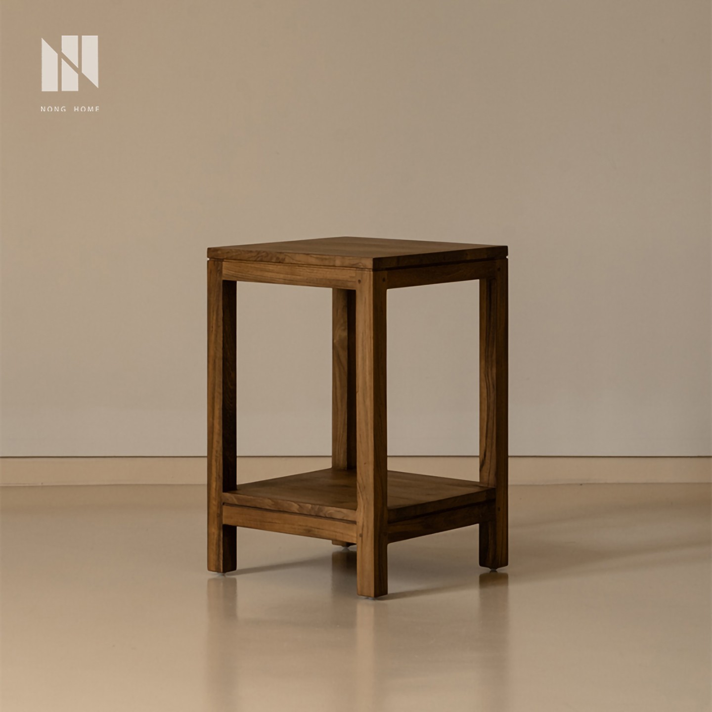 弄居 覆古风客厅沙发边几柚木实木茶几家用小户型角几卧室床边几