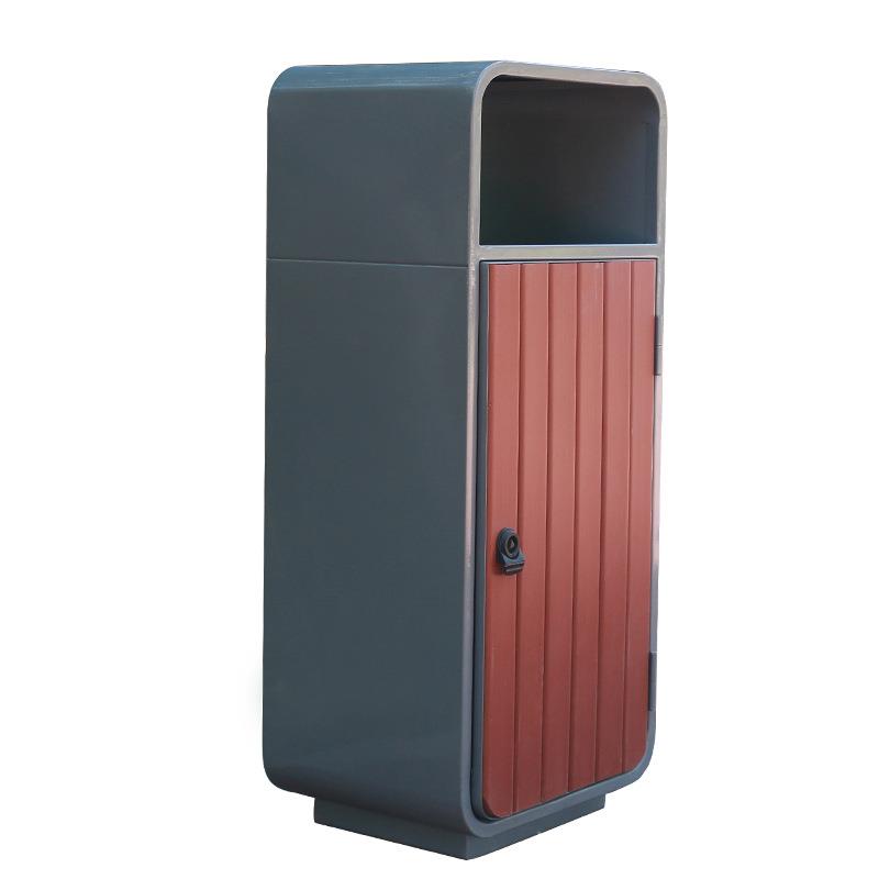 塑木条户外垃圾桶单桶镀锌板分类果皮箱室外四分类环卫垃圾筒