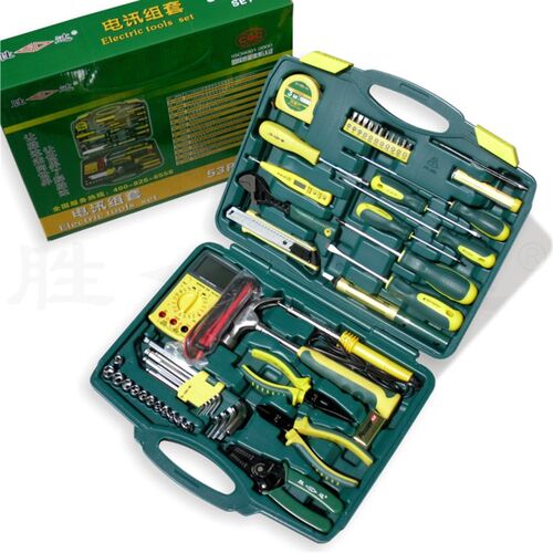 胜达工具 53件组合套装 家用五金工具箱 电工工具套装