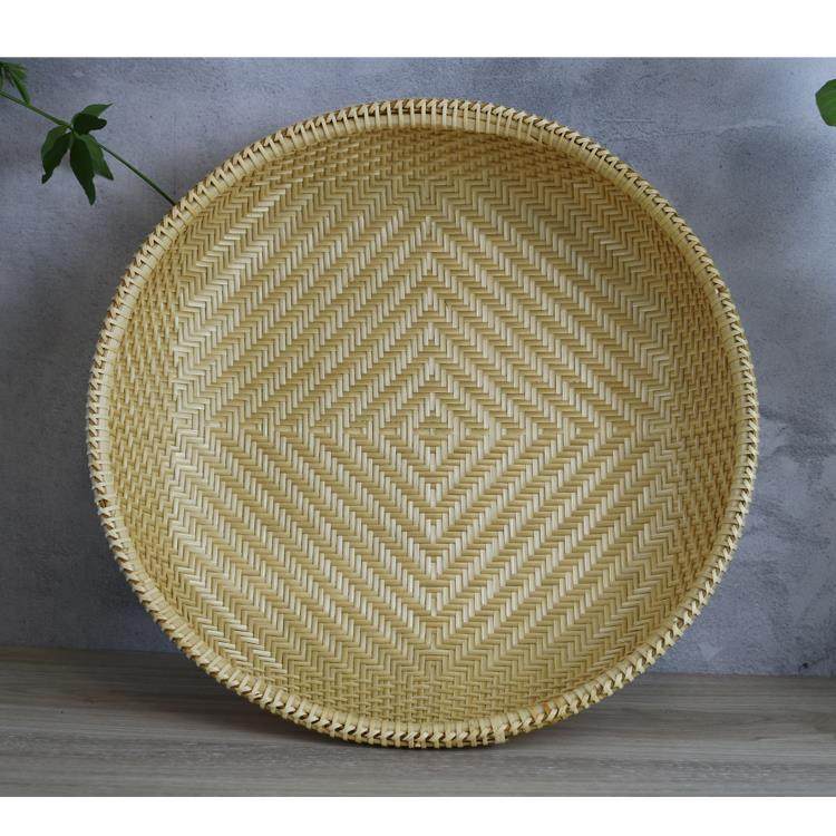 越南手工竹编织品馒头筐蔬菜簸箕水果零食篮干 干货晾晒筛圆形收