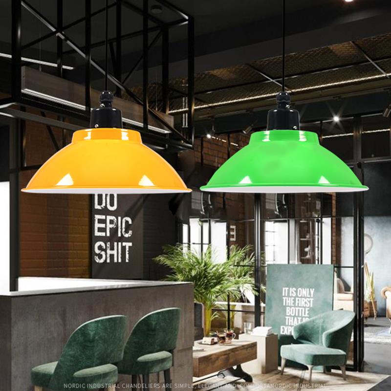 led工业风喇叭吊灯单头餐厅工矿灯罩办公室展厅健身房舞蹈房彩色