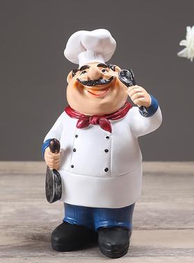美式家居电视柜酒柜装饰品人物厨师餐厅蛋糕店饭店摆件开业礼品