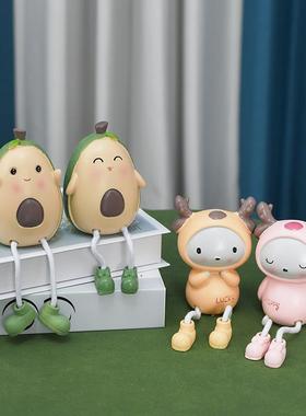 可爱少女心家居装饰树脂牛油果摆件吊脚人偶创意桌面小摆设品礼物