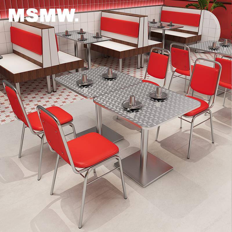 怀旧复古港式茶餐厅不锈钢桌椅组合工业风餐饮烧烤夜宵店外摆桌椅