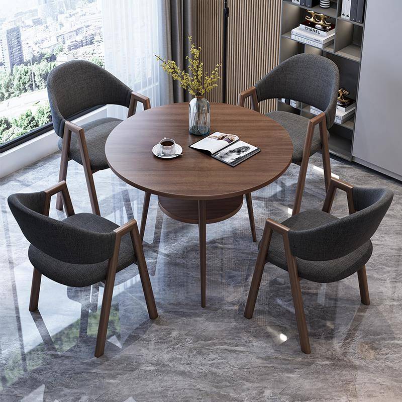 洽谈桌椅组合办公接待会客小圆桌子休息区休闲一桌四椅双层谈判桌