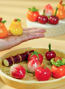 景德镇手捏陶瓷水果盆景桌面装饰小摆件博古架茶宠文房镇尺茶宠