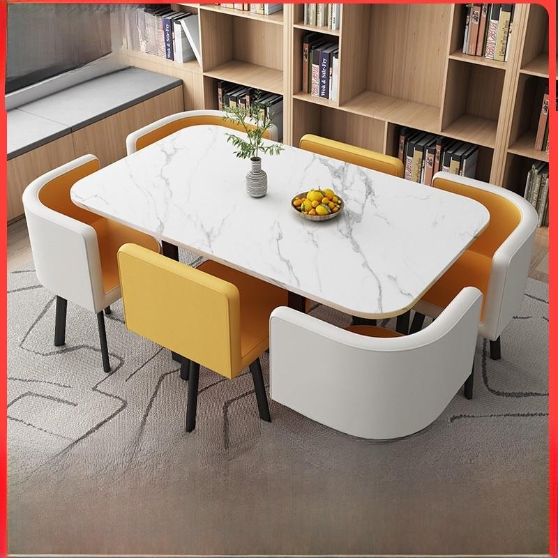 简约商务洽谈桌椅组合休息区办公小型会议桌培训接待长桌家用餐桌