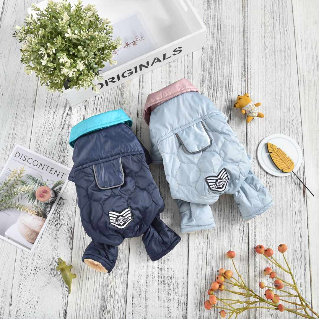 新款狗狗衣服秋冬装泰迪宠物用品波浪拼接防风四脚裤狗狗服饰