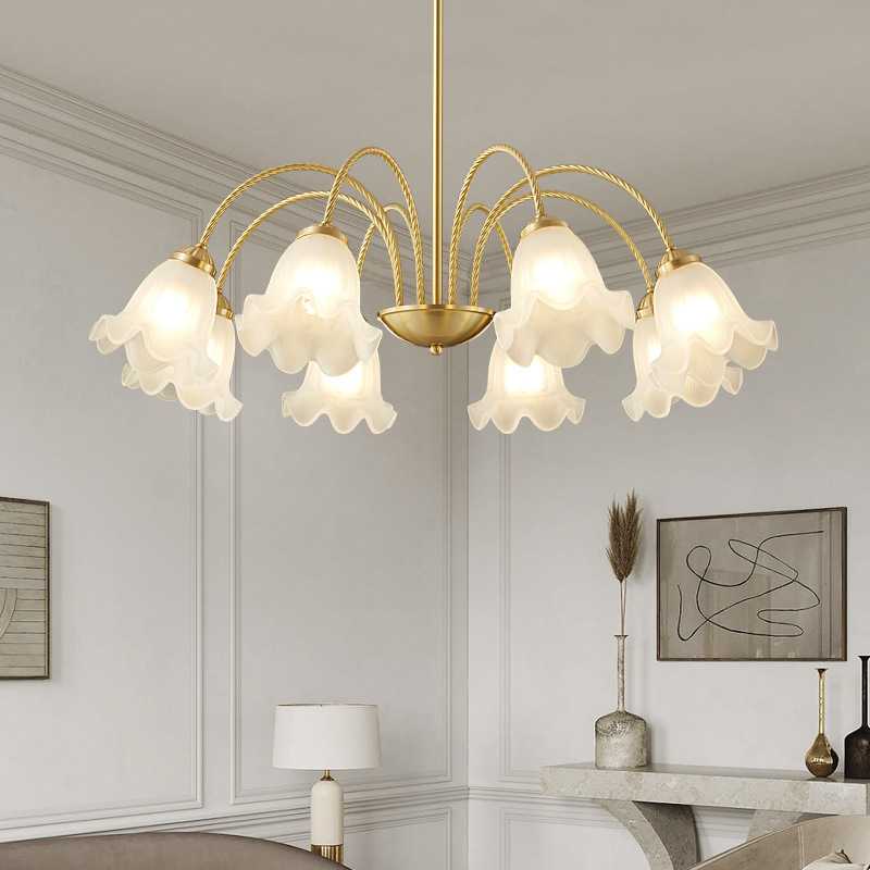 美式乡村吊灯客厅田园复古全铜灯卧室餐厅简约家用法式奶油风灯具